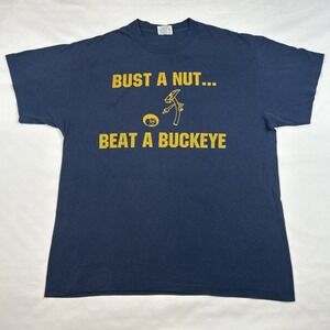 VTG Michigan T Shirt Bust A Nut Beat A Buckeye Single Stitch USA Hef-T Tee Jays
